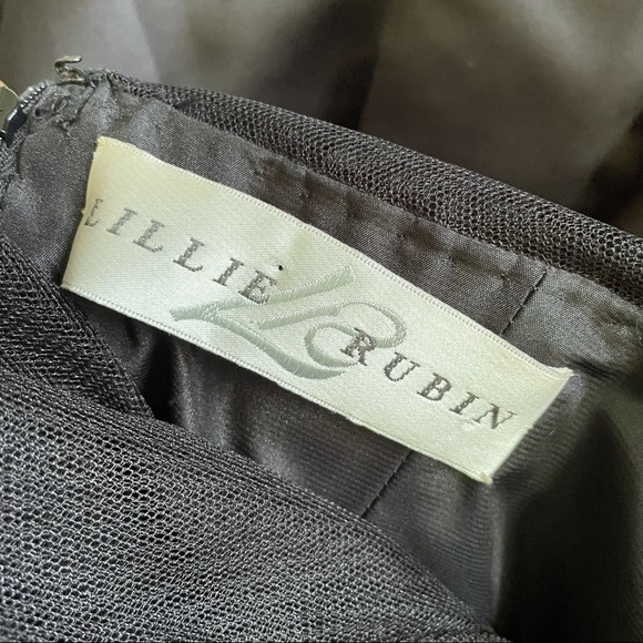 Lillie Rubin Black Long Mesh Sleeve Beaded Dress 6 - Picture 14 of 16